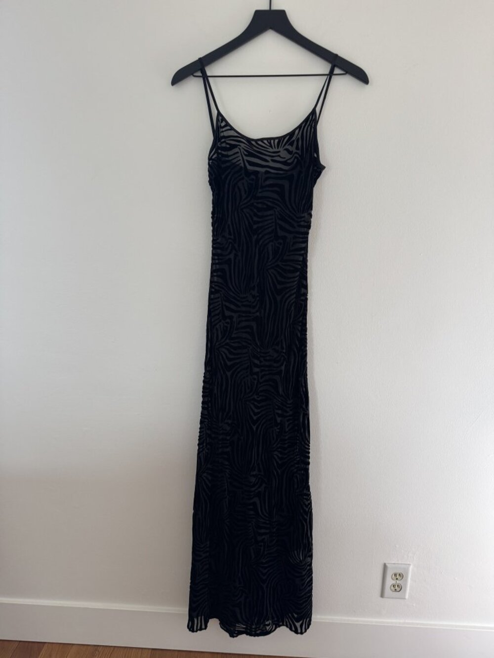 Realisation Par The Amber Zebra Devore Velvet Slip Maxi Dress S